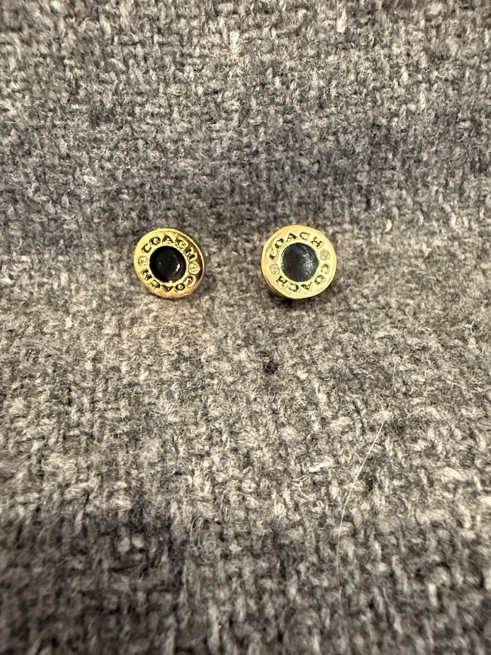 Coach Gold-Tone Stud Earrings with Black Center
